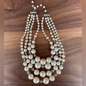 Vintage faux pearl and aurora borealis necklace